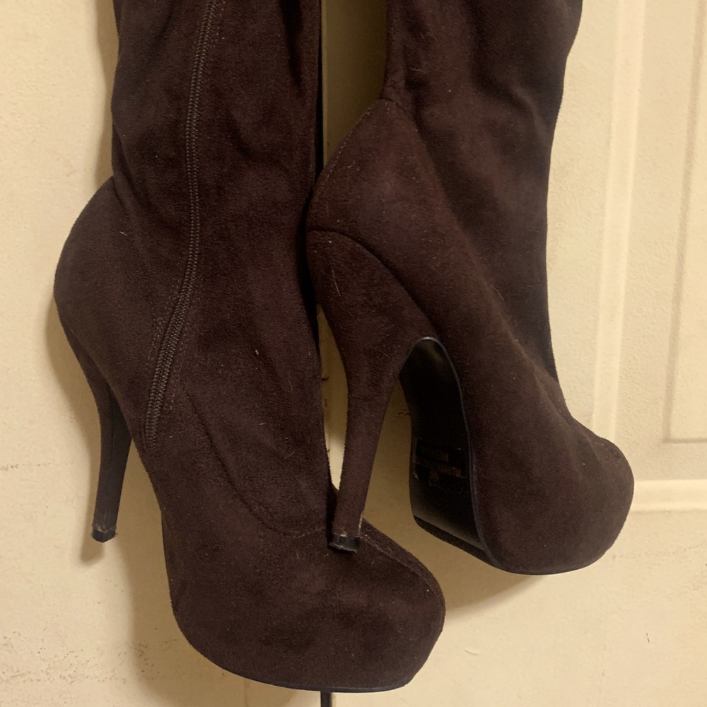 Brown Faux Suede Over the Knee Boots✔️